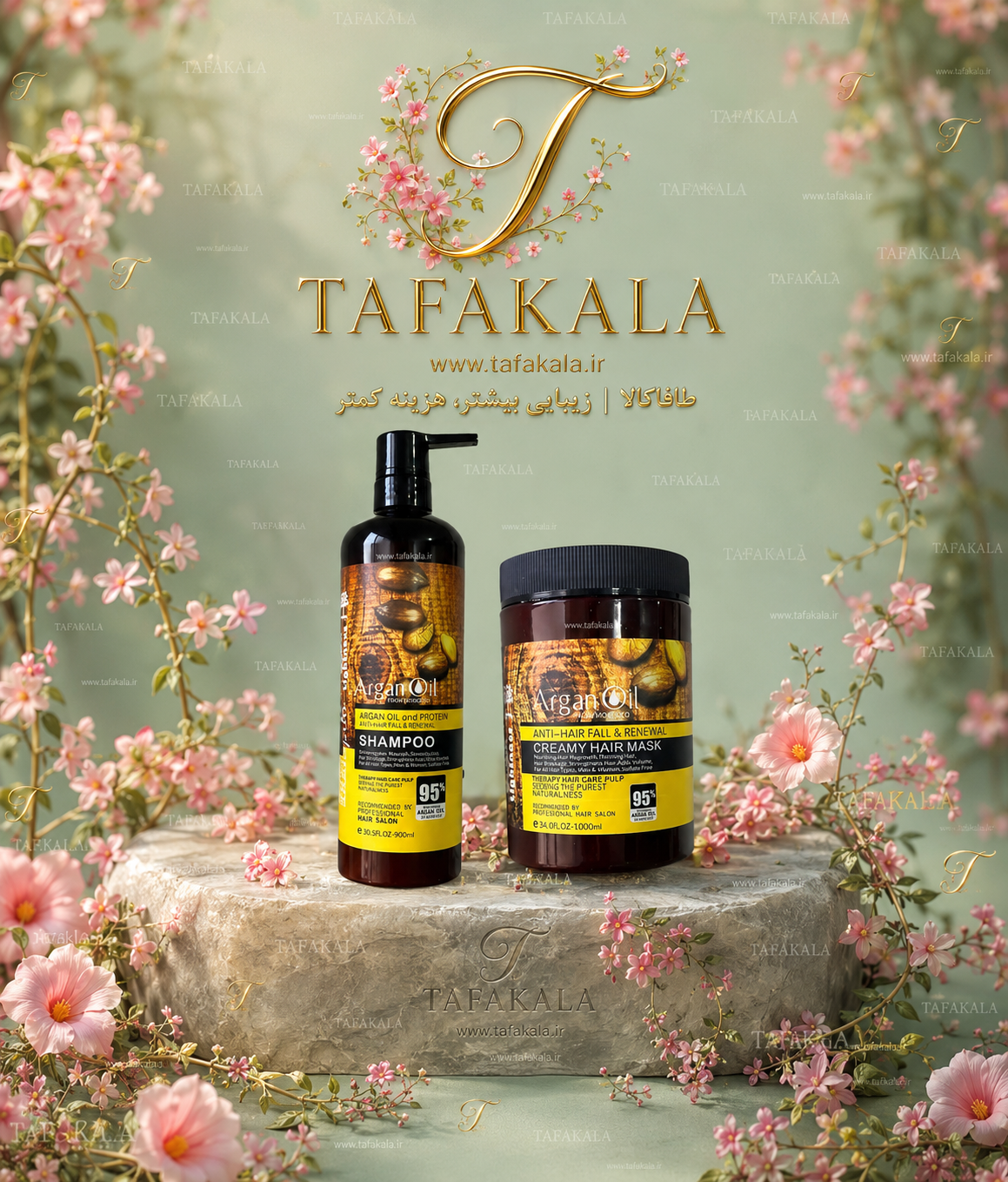 پک 2عددی شامپو و ماسک آرگان ( مناسب موی رنگ شده کراتین شده آسیب دیده و معمولی ) نمونه اصلی برند مکسپ